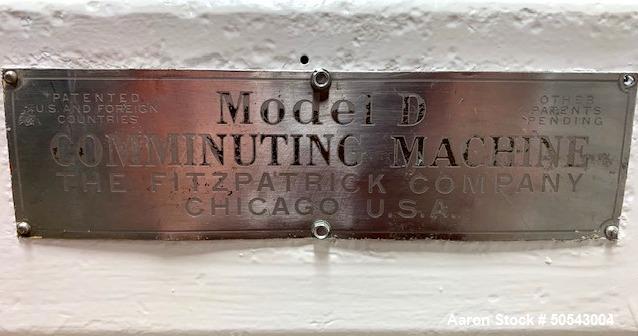Used Fitzpatrick Fitzmill, Model DKASO-12, 316 Stainless Steel.