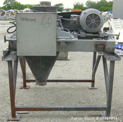 Used Fitzpatrick Fitzmill, Model DKASO12, 316 Stainless Steel. (24) 410 Stainless steel fixed double knife blades. 11" x 13" cutting chamber, bottom screen. Gravity fed feed throat, water cooled bear...