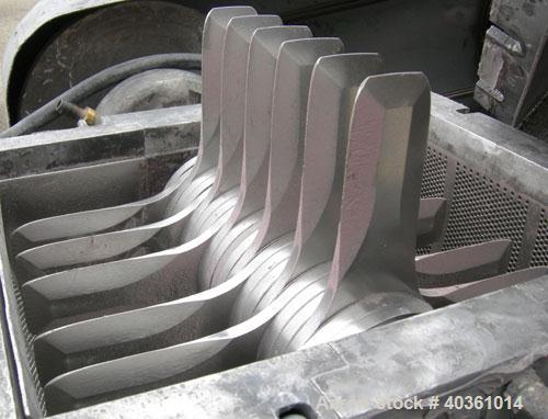 Used Fitzpatrick Fitzmill, Model DKASO12, 316 Stainless Steel. (24) 410 Stainless steel fixed double knife blades. 11" x 13" cutting chamber, bottom screen. Gravity fed feed throat, water cooled bear...