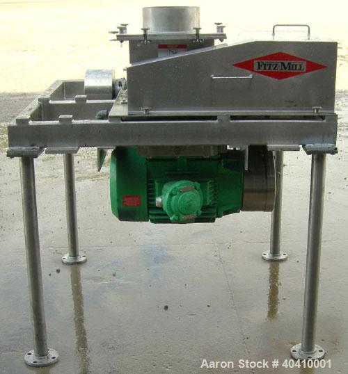 Used Fitzpatrick Fitzmill, Model DKASO12, 316 stainless steel. (32) impact/knife fixed 410 stainless steel blades, 11" x 13" cutting chamber. (2) 4" diameter x 20" long screw feed with hopper, driven...