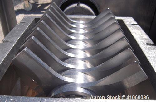 Used Fitzpatrick Fitzmill, Model DKASO12, 304 stainless steel. (32) impact/knife fixed 410 stainless steel blades, 11" x 13" cutting chamber, gravity feed hopper, no bottom screen. Driven by an appro...