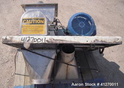Used Fitzpatrick Fitzmill, Model DKASO12, 316 stainless steel. (32) impact/knife fixed 410 stainless steel blades, 11" x 13" cutting chamber, bolt on jacketed gravity feed hopper, bottom screen. Driv...