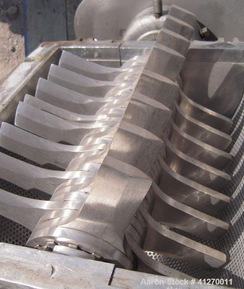 Used Fitzpatrick Fitzmill, Model DKASO12, 316 stainless steel. (32) impact/knife fixed 410 stainless steel blades, 11" x 13" cutting chamber, bolt on jacketed gravity feed hopper, bottom screen. Driv...