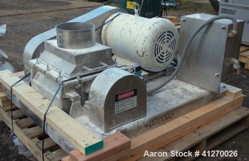Used Fitzpatrick Fitzmill, Model DKASO12, 316 Stainless Steel. (32) double sided knife fixed 410 stainless steel blades, 11" x 13" cutting chamber, gravity feed hopper, bottom screen with discharge c...