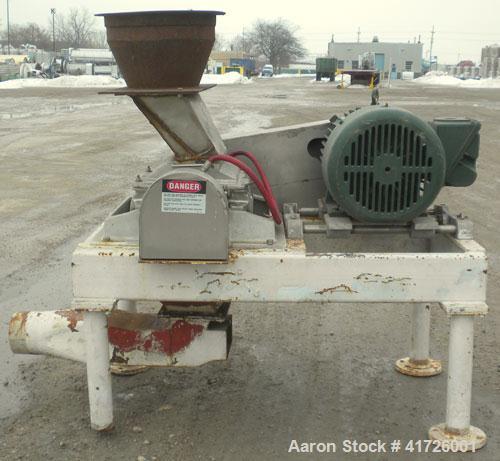 Used Fitzpatrick Fitzmill, Model DKASO12, 316 stainless steel. (32) 410 stainless steel fixed double impact blades. 13" x 11" cutting chamber with gravity feed throat, no bottom screen. Water cooled ...