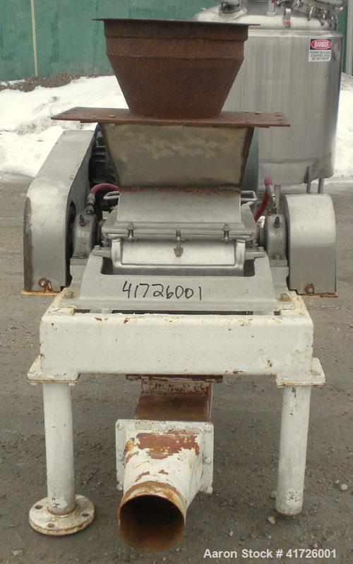 Used Fitzpatrick Fitzmill, Model DKASO12, 316 stainless steel. (32) 410 stainless steel fixed double impact blades. 13" x 11" cutting chamber with gravity feed throat, no bottom screen. Water cooled ...