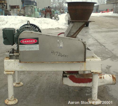 Used Fitzpatrick Fitzmill, Model DKASO12, 316 stainless steel. (32) 410 stainless steel fixed double impact blades. 13" x 11" cutting chamber with gravity feed throat, no bottom screen. Water cooled ...