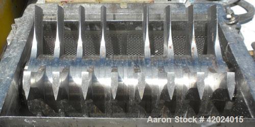 Used Fitzpatrick Fitzmill, Model DKSO12, 316 Stainless Steel. (32) Knife/impact fixed 410/16/20 stainless steel blades, 11" x 13" cutting chamber, bottom screen, missing feed throat. Water cooled bea...
