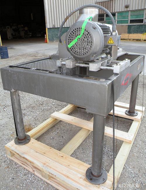 Used Fitzpatrick Fitzmill, Model FASO12, 316 Stainless Steel. (24) Double knife fixed 410 stainless steel blades, 11" x 13" cutting chamber, gravity feed hopper, bottom screen with a  discharge chute...