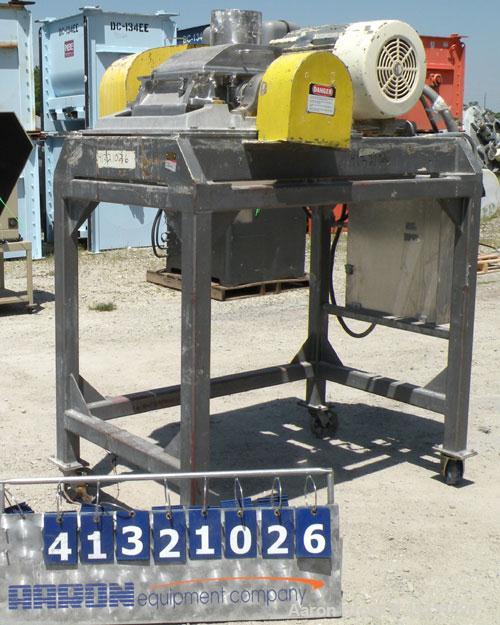Used Fitzpatrick Fitzmill, Model FASO12, stainless steel. (24) double impact fixed 410 stainless steel blades, 11" x 13", 316 stainless steel cutting chamber, 304 stainless steel gravity feed throat ...