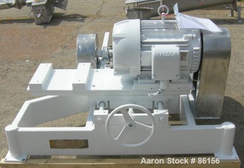 Used Fitzpatrick Fitzmill, Model FASO12, Stainless Steel. 24 fixed impact/knife blades. 13" x 11" cutting chamber, no feed throat. Driven by a 30 HP, 3/60/230/460 Volt, 3520 RPM motor. Mounted on a c...