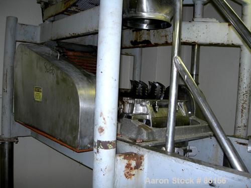 Used Fitzpatrick Fitzmill, Model FASO12, Stainless Steel. 24 fixed impact/knife blades. 13" x 11" cutting chamber, no feed throat. Driven by a 30 HP, 3/60/230/460 Volt, 3520 RPM motor. Mounted on a c...