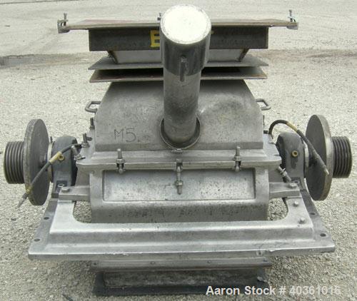 Used Fitzpatrick Fitzmill, model FASO20, 304 stainless steel. (48) stainless steel fixed double knife blades. 20" x 22" cutting chamber, bottom screen. Gravity fed feed throat. Unit requires motor an...