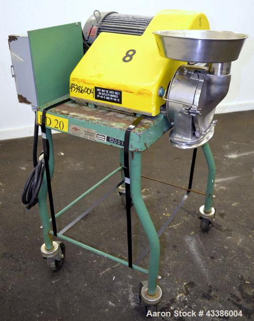Used Fitzpatrick Homoloid Mill, Model JT, 316 Stainless Steel. 8” Diameter x 2” deep chamber, (11) 410/16/20 Stainless steel swinging impact/knife blades, bottom screen. 304 Strainless steel top feed...