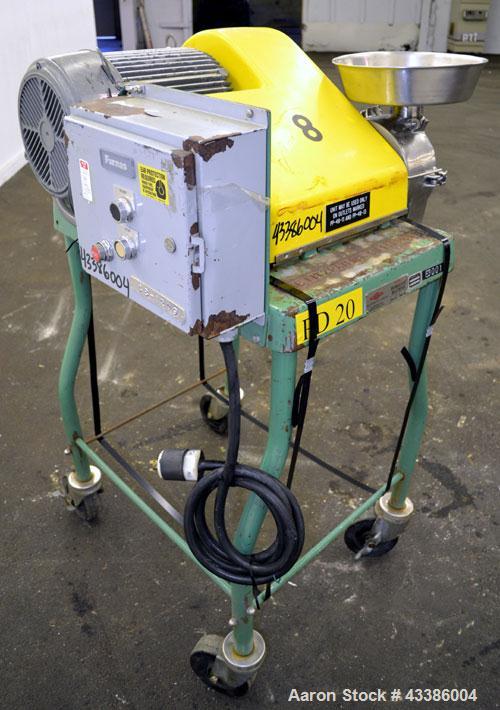 Used Fitzpatrick Homoloid Mill, Model JT, 316 Stainless Steel. 8” Diameter x 2” deep chamber, (11) 410/16/20 Stainless steel swinging impact/knife blades, bottom screen. 304 Strainless steel top feed...