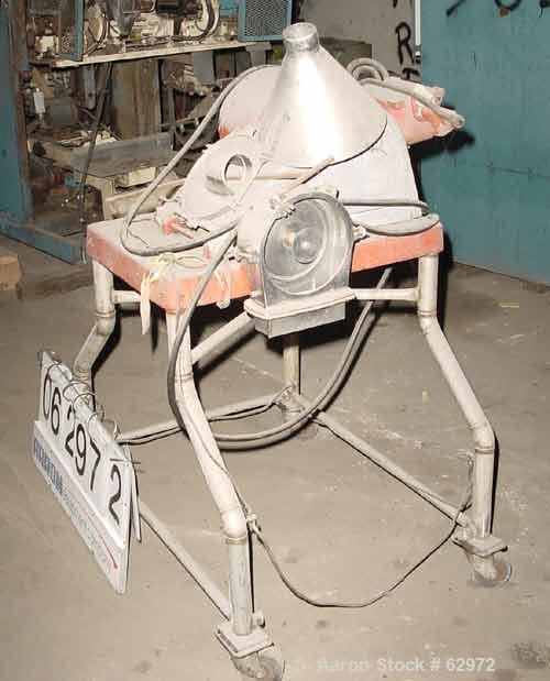 Used Fitzmill Homoloid Mill, Model JT, 316 Stainless Steel. 8" Diameter x 2" deep cutting chamber (missing rotor and cutting knives). 3" Feed opening with hopper, 7-1/2" x 2" bottom discharge. Driven...