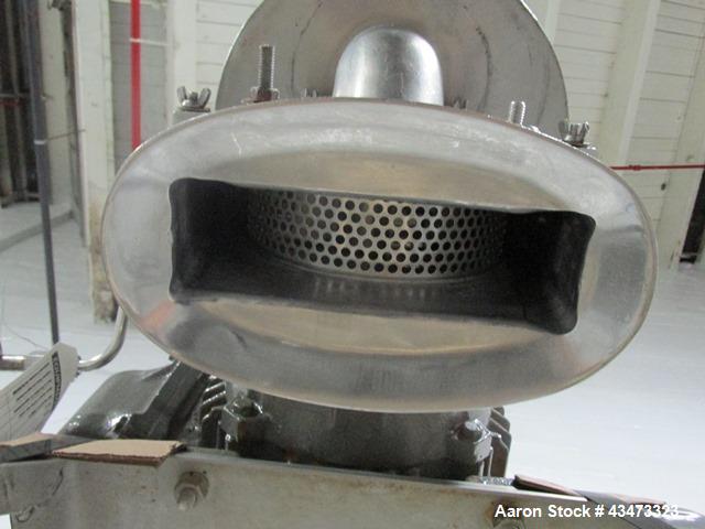 Used Fitzpatrick Homoloid Mill, Model J. Stainless steel product contact surfaces, fixed knives, gravity feed, on stand with direct coupled 3hp, 230/460 volt XP motor. Serial# J-1034.