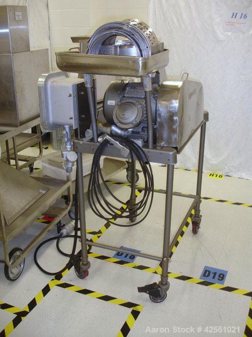 Used- Fitzpatrick Fitzmill, Model M5, Stainless Steel. Reversible chamber, fixed blades, pan feed with 3 hp, 230/460 volt XP...