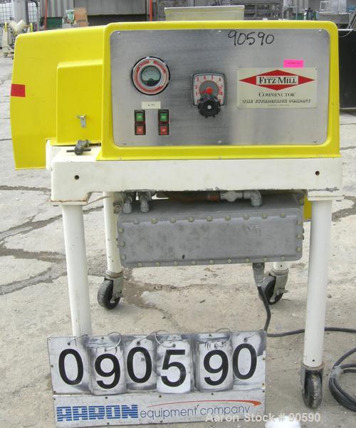 Used: Fitzpatrick fitzmill, model DASO6, 316 stainless steel. (16) fixed double sided 410 stainless steel impact blades, 6" x 11" cutting chamber. 4" diameter x 18" long screw feed with hopper, drive...