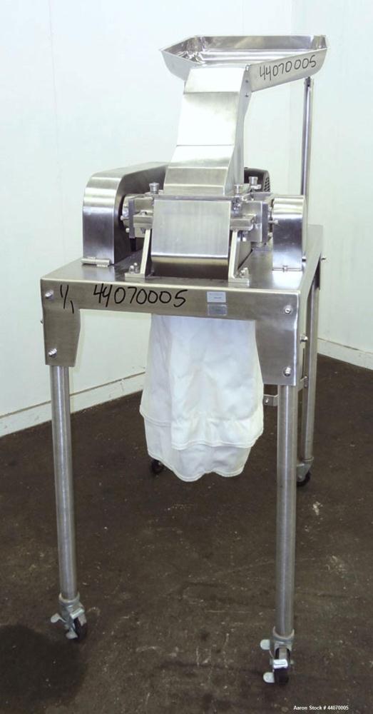 Used O’Hara Fitz Type Hammer Mill, Model M1000, Stainless Steel. Approximate 6” x 11” feed, 304 stainless steel gravity feed throat with 304 stainless steel pan. (16) Knife/impact swinging 316 stainl...