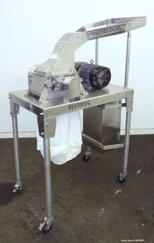 Used O’Hara Fitz Type Hammer Mill, Model M1000, Stainless Steel. Approximate 6” x 11” feed, 304 stainless steel gravity feed throat with 304 stainless steel pan. (16) Knife/impact swinging 316 stainl...