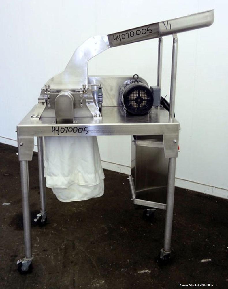 Used O’Hara Fitz Type Hammer Mill, Model M1000, Stainless Steel. Approximate 6” x 11” feed, 304 stainless steel gravity feed throat with 304 stainless steel pan. (16) Knife/impact swinging 316 stainl...