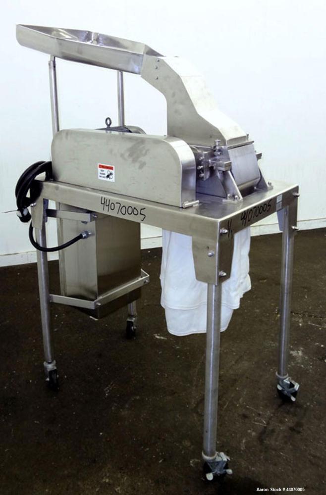 Used O’Hara Fitz Type Hammer Mill, Model M1000, Stainless Steel. Approximate 6” x 11” feed, 304 stainless steel gravity feed throat with 304 stainless steel pan. (16) Knife/impact swinging 316 stainl...