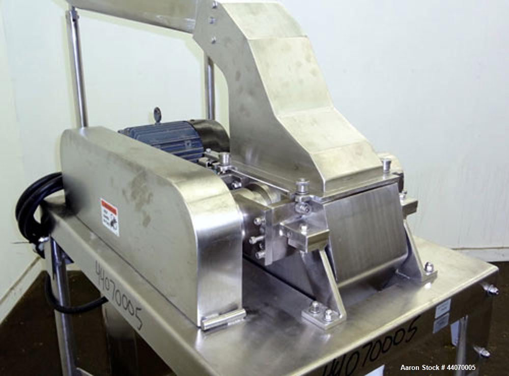 Used O’Hara Fitz Type Hammer Mill, Model M1000, Stainless Steel. Approximate 6” x 11” feed, 304 stainless steel gravity feed throat with 304 stainless steel pan. (16) Knife/impact swinging 316 stainl...