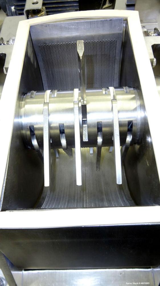 Used O’Hara Fitz Type Hammer Mill, Model M1000, Stainless Steel. Approximate 6” x 11” feed, 304 stainless steel gravity feed throat with 304 stainless steel pan. (16) Knife/impact swinging 316 stainl...