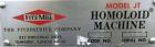 Used Fitzpatrick Homoloid Mill, Model JT, 316 Stainless Steel. 7-1/2'' Diameter x 2'' deep chamber, (12) 410/16/20 stainless steel swinging impact/knife blades. Bottom screen. Top 304 stainless steel...
