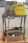 Used Fitzpatrick Homoloid Mill, Model JT, 316 stainless steel. 8'' diameter x 2'' deep chamber, (12) 410 stainless steel swinging impact/knife blades, no bottom screen. Top feed with pan. Driven by a...