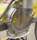 Used Fitzpatrick Homoloid Mill, Model JT, 316 stainless steel. 8'' diameter x 2'' deep chamber, (12) 410 stainless steel swinging impact/knife blades, no bottom screen. Top feed with pan. Driven by a...