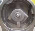 Used Fitzpatrick Homoloid Mill, Model JT, 316 stainless steel. 8'' diameter x 2'' deep chamber, (12) 410 stainless steel swinging impact/knife blades, no bottom screen. Top feed with pan. Driven by a...