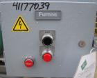 Used Fitzpatrick Homoloid Mill, Model JT, 316 stainless steel. 8'' diameter x 2'' deep chamber, (12) 410 stainless steel swinging impact/knife blades, no bottom screen. Top feed with pan. Driven by a...