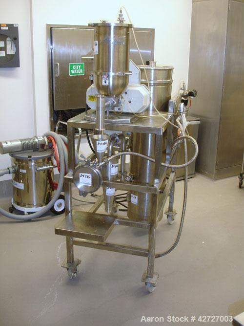Used Hosokawa Alpine Spiral Jet Mill, Model 100 AS, 316 Stainless Steel. (1) Ktron volumetric feeder with lump breaker, model K2MVS60, feeder hopper, cyclone fines collector, single bag dust collecto...