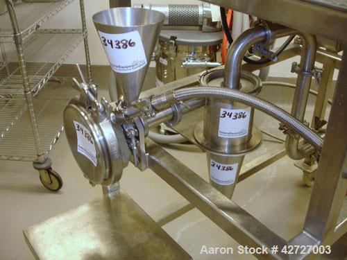 Used Hosokawa Alpine Spiral Jet Mill, Model 100 AS, 316 Stainless Steel. (1) Ktron volumetric feeder with lump breaker, model K2MVS60, feeder hopper, cyclone fines collector, single bag dust collecto...