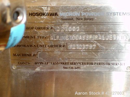 Used- Hosokawa Alpine Spiral Jet Mill, Model 100 AS, 316 Stainless Steel. (1) Ktron volumetric feeder with lump breaker, mod...