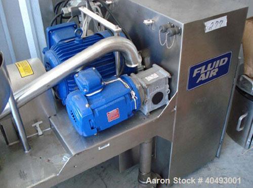 Used Fluid Air Mill production scale powder mill, model 007. Speed 500-7200 rpm, finished particle size mesh (micron) 10-400 (2000-27), throughput lbs(kg)/hour 2205 (1000), approximate weight 1,000 l...