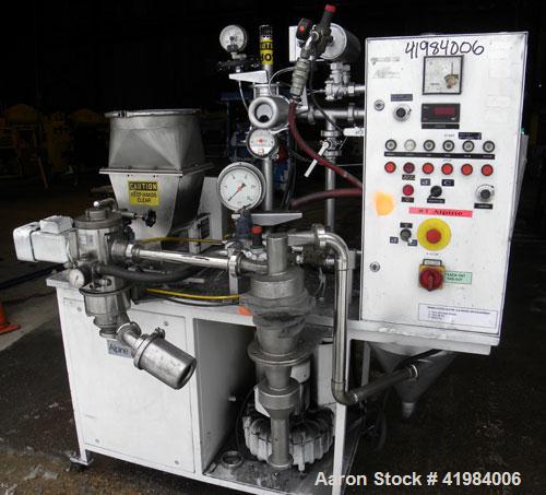 Used Alpine Fluidized Bed Opposed Jet Mill System, type 100AFG, 321 stainless steel, consisting of: (1) Alpine jet mill, model 100AFG, throughput rate approximately 1 to 25 kg/hr. Includes a classify...