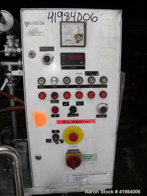 Used Alpine Fluidized Bed Opposed Jet Mill System, type 100AFG, 321 stainless steel, consisting of: (1) Alpine jet mill, model 100AFG, throughput rate approximately 1 to 25 kg/hr. Includes a classify...