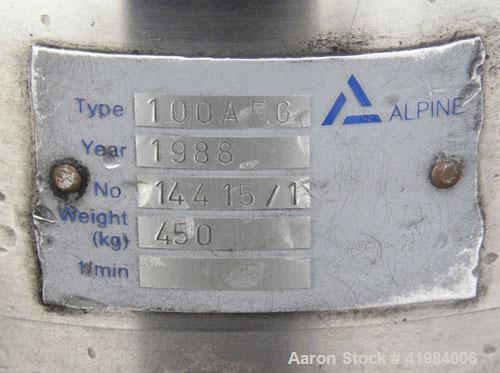 Used Alpine Fluidized Bed Opposed Jet Mill System, type 100AFG, 321 stainless steel, consisting of: (1) Alpine jet mill, model 100AFG, throughput rate approximately 1 to 25 kg/hr. Includes a classify...