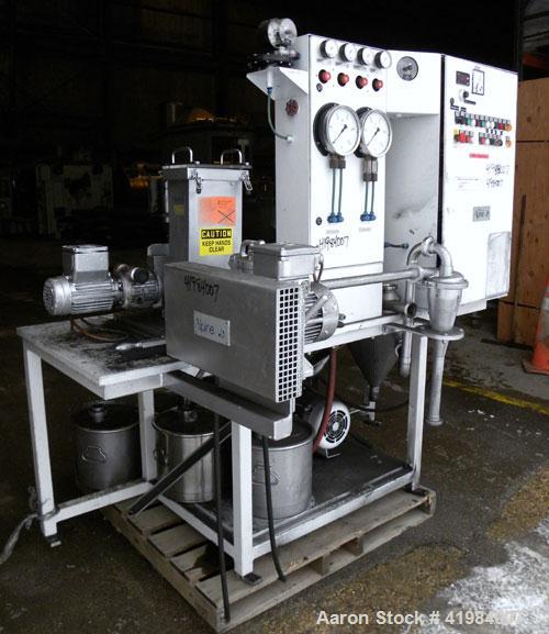 Used Alpine Fluidized Bed Opposed Jet Mill System, type 100AFG, 321 stainless steel, consisting of: (1) Alpine jet mill, model 100AFG, throughput rate approximately 1 to 25 kg/hr. Includes a classify...