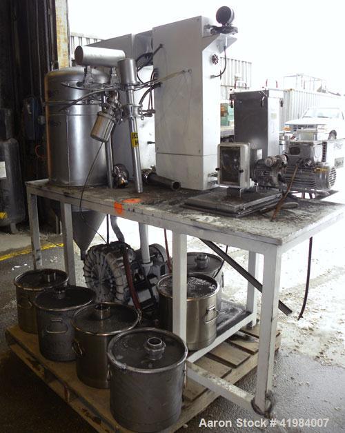 Used Alpine Fluidized Bed Opposed Jet Mill System, type 100AFG, 321 stainless steel, consisting of: (1) Alpine jet mill, model 100AFG, throughput rate approximately 1 to 25 kg/hr. Includes a classify...
