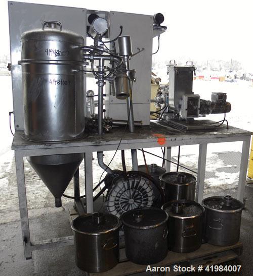 Used Alpine Fluidized Bed Opposed Jet Mill System, type 100AFG, 321 stainless steel, consisting of: (1) Alpine jet mill, model 100AFG, throughput rate approximately 1 to 25 kg/hr. Includes a classify...