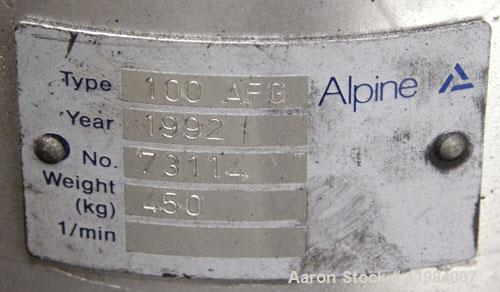 Used Alpine Fluidized Bed Opposed Jet Mill System, type 100AFG, 321 stainless steel, consisting of: (1) Alpine jet mill, model 100AFG, throughput rate approximately 1 to 25 kg/hr. Includes a classify...