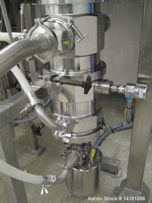 Used Hosokawa Alpine Model 200AFG Jet Mill. 316 stainless steel, classifier head, grinding chamber, nozzle unit, monitoring instruments. Dimensions 63.5" (1615 mm) total height, 22" (565 mm) diameter...