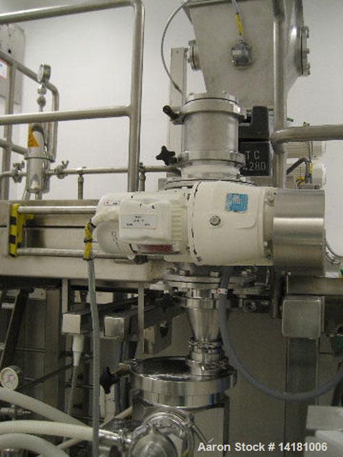 Used Hosokawa Alpine Model 200AFG Jet Mill. 316 stainless steel, classifier head, grinding chamber, nozzle unit, monitoring instruments. Dimensions 63.5" (1615 mm) total height, 22" (565 mm) diameter...