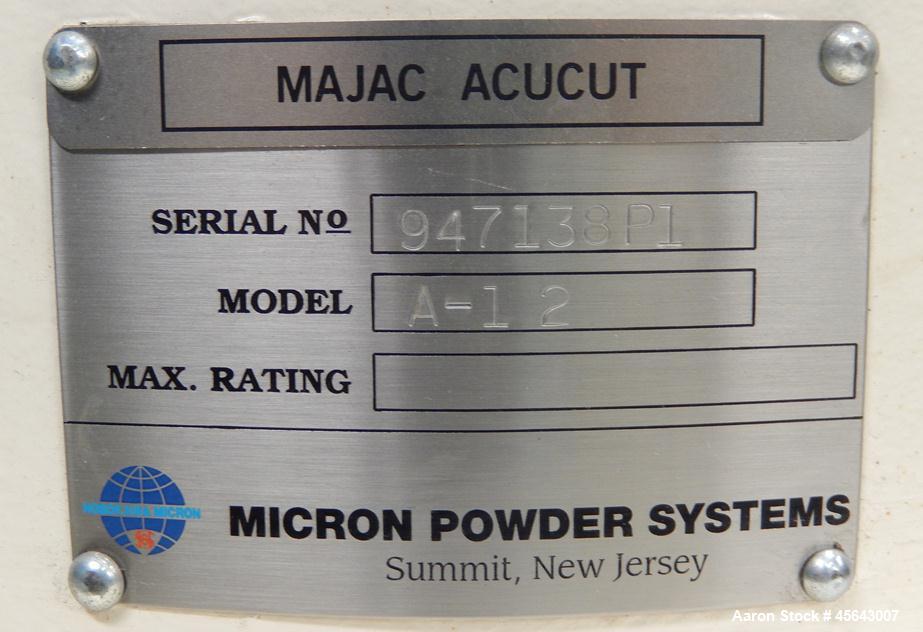 Used Micron Powder Systems Model A-12 Acucut Air Classifier