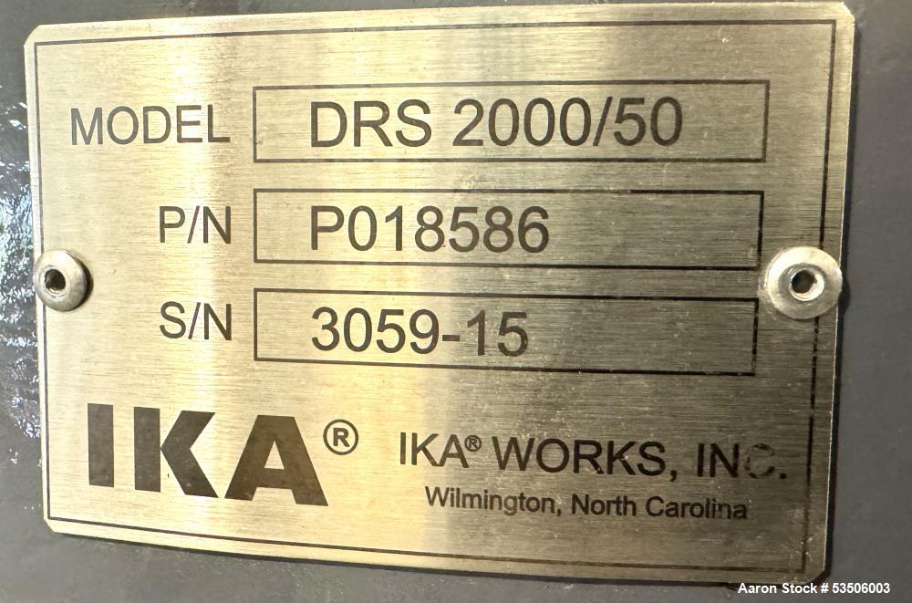 Used IKA DR 2000/50 High Shear Inline Disperser | 250 HP | 316 SS