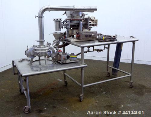 Used Jet Pulverizer Micron-Master Jet Mill, Size 12.  304 Stainless steel and tungsten carbide product contact areas. 12” Diameter chamber, typical feed rate 25-250 pounds an hour, air required 225 S...